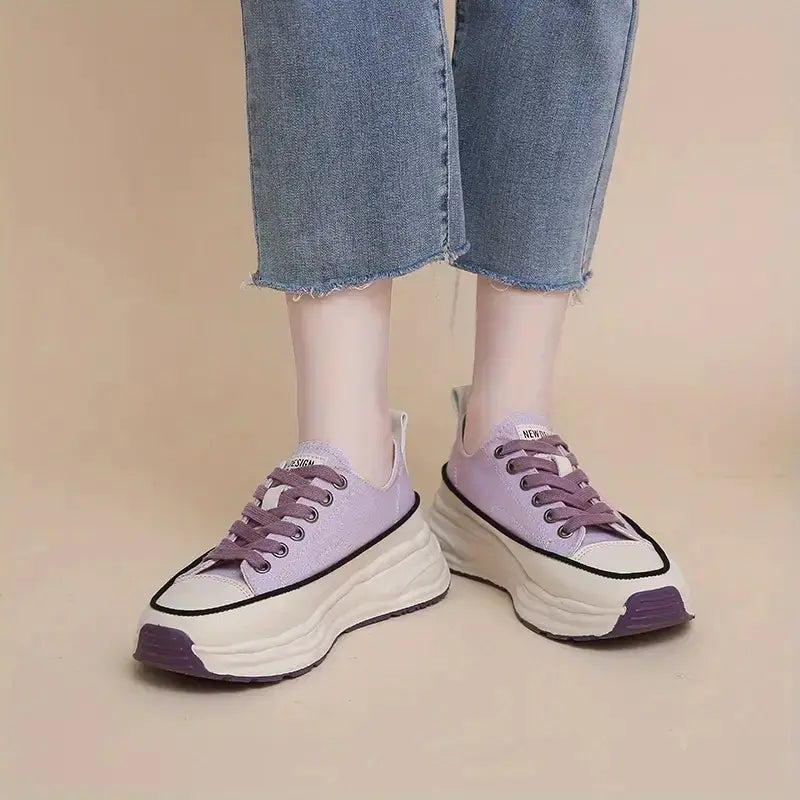 Dames - Canvas schoenen - Dikke Zool - Modieus & Comfortabel