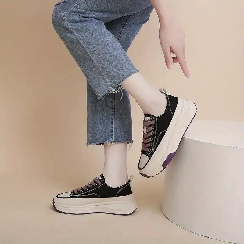 Dames - Canvas schoenen - Dikke Zool - Modieus & Comfortabel