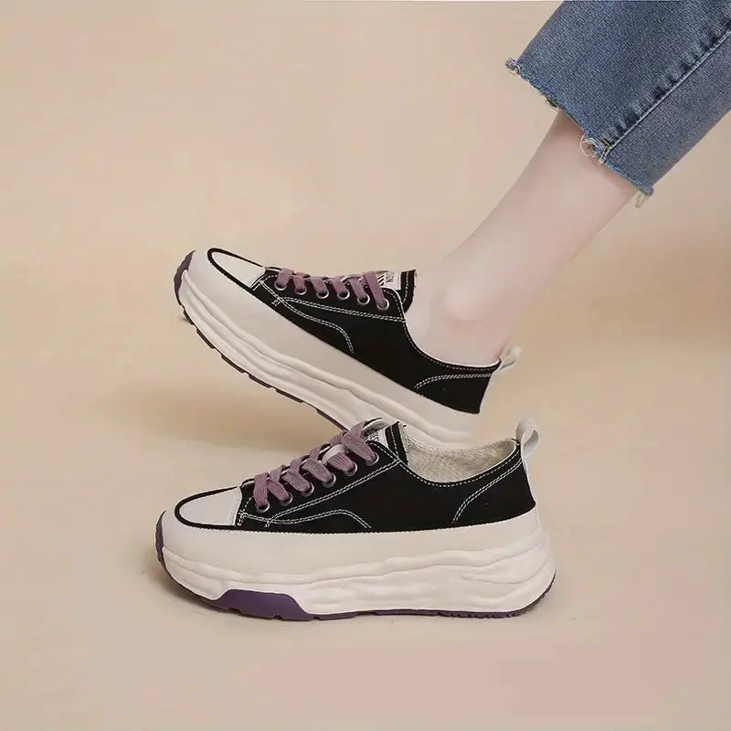 Dames - Canvas schoenen - Dikke Zool - Modieus & Comfortabel