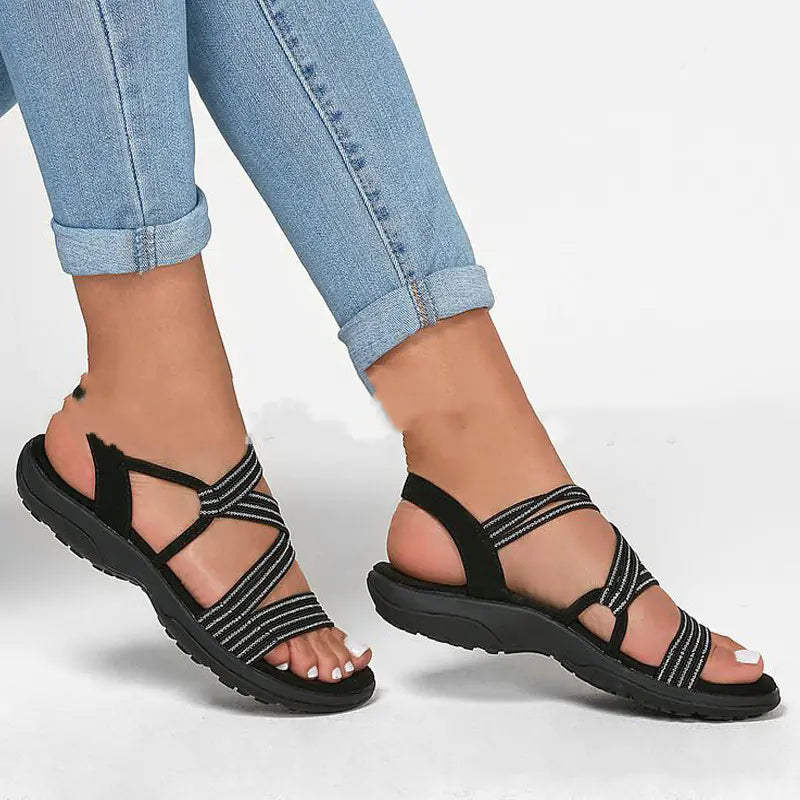 Dames, Flat Sandalen, Casual