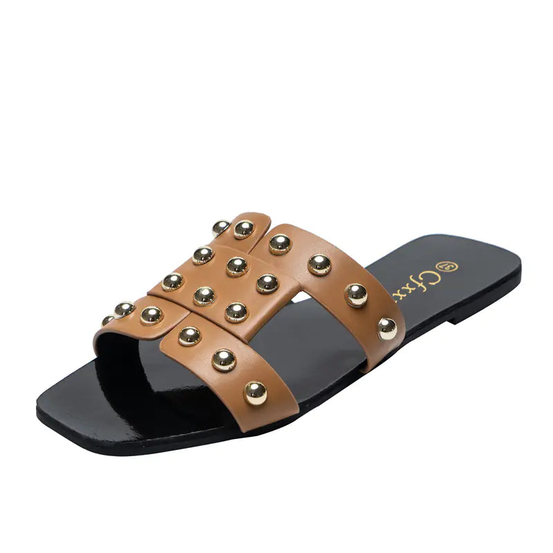 Dames, Fashion Rivet, Vlakke Sandalen, Casual